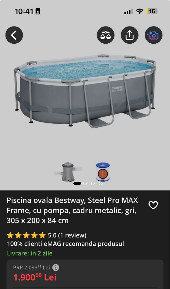 Vand piscina ovala Bestway Steel Pro MAX, cu pompa, scara si accesorii