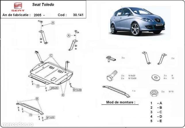 Scut metalic pentru motor Seat Toledo 2005-2012 - otel 2mm