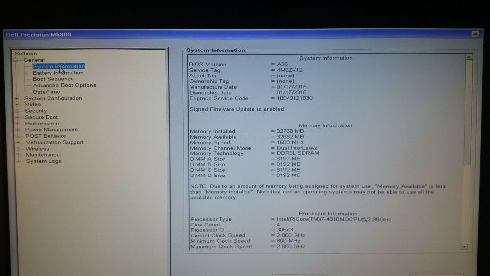 Workstation Dell Precision M6800 17.3" i7-4810MQ 16GB ddr3 K3100M 4gb