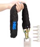 Lant cu lacat antifurt H&S, 5 chei, negru si argintiu