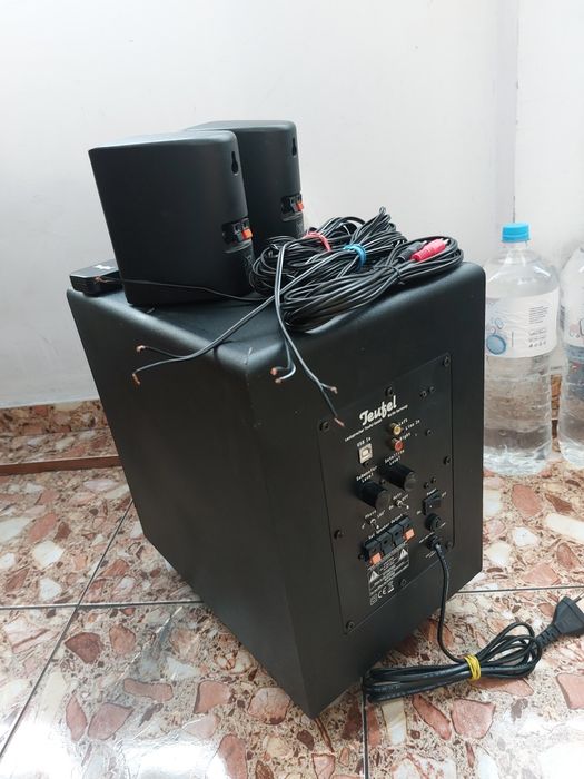 Sistem boxe 2.1 Teufel 100W, subwoofer activ, sateliti, telecomanda
