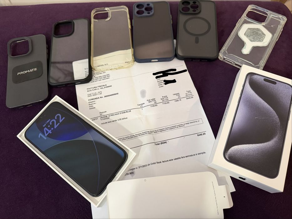 Iphone 15 pro max 512GB blue liber impecabil garantie valabila