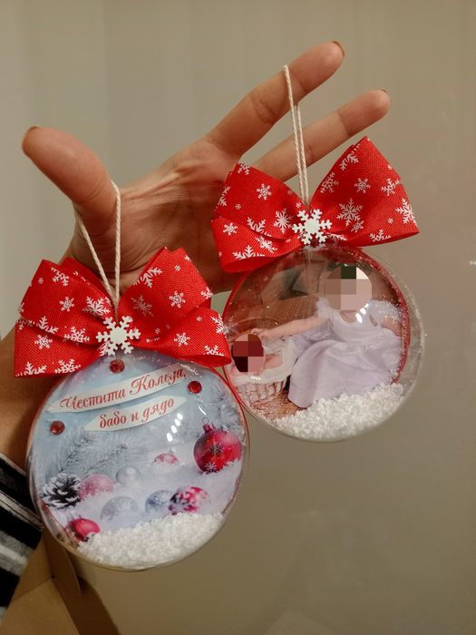 ПРОМО!Коледни топки/играчки със снимка и послание