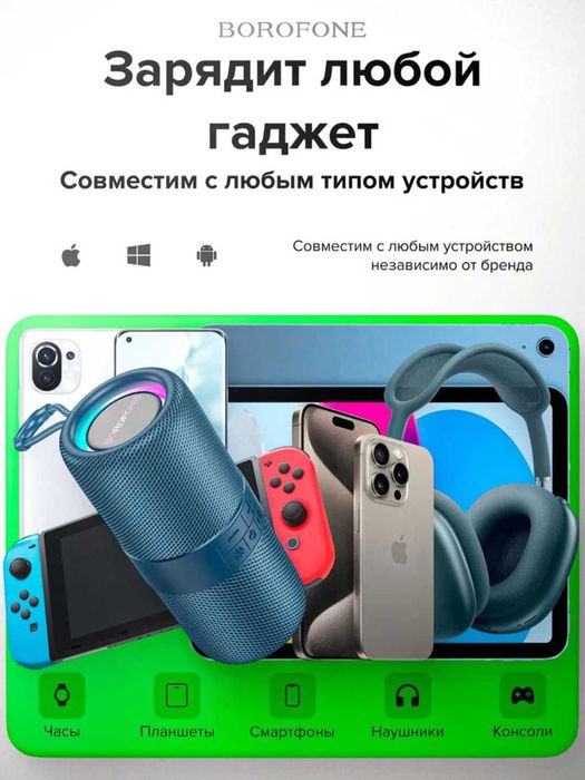 Powerbank Повербанк 10000 mah, с кабелями для iPhone/Android
