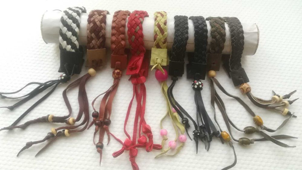 Браслеты фенечки, натуральная кожа, ручная работа