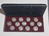Set de monede 13 buc. /jetoane/medalii religioase de argint