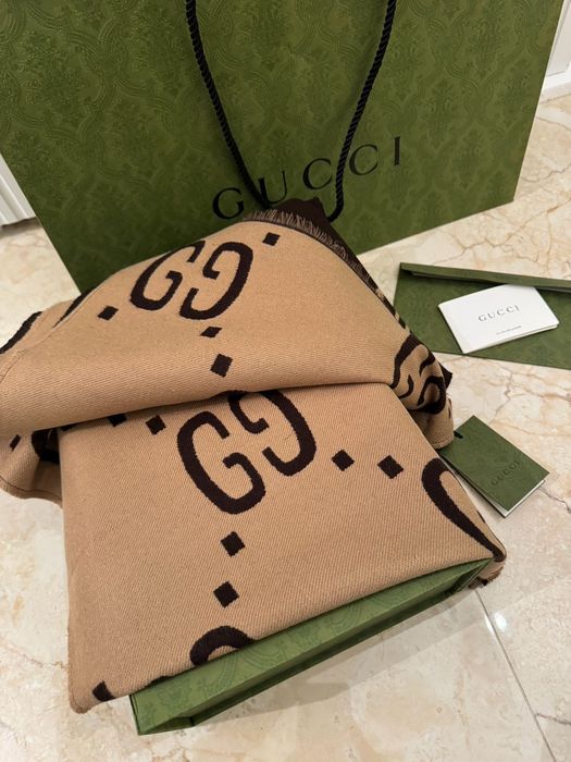 Esarfa originală Gucci din mătase GG jacquard scarf nouă cu factura