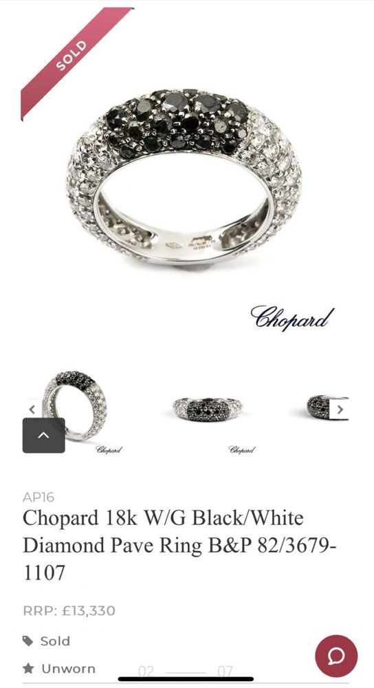 Inel Chopard 18k diamante albe si negre 2,74 marimea 50