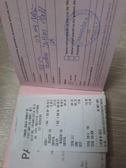 Vând set Pandora cu perla