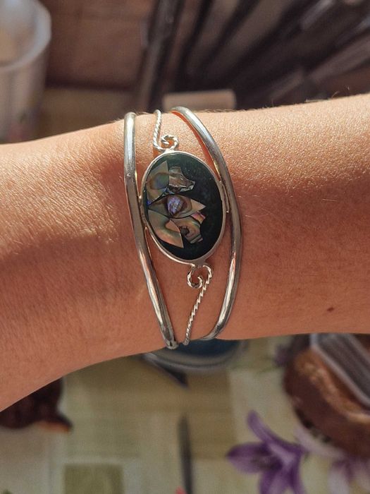 Brățară din Argint Veritabil cu Incrustație Abalone – Design Natural