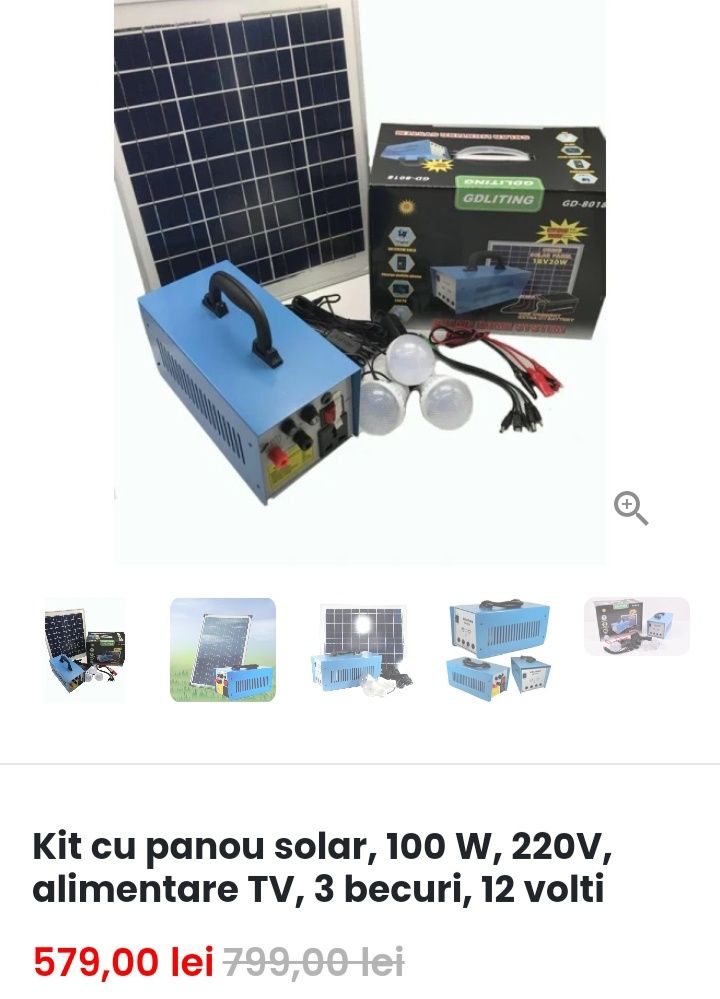 Kit cu panou solar 100W ,220V