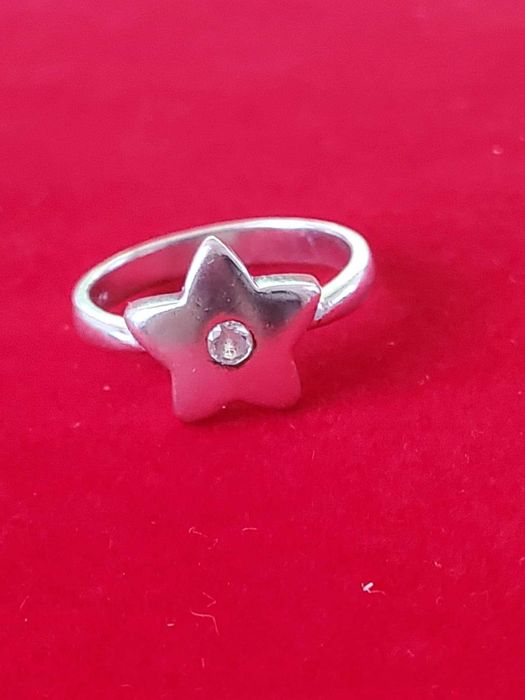AG22, inel argint 925, nou/marcat, stea cu zirconiu alb, 3,7 grame