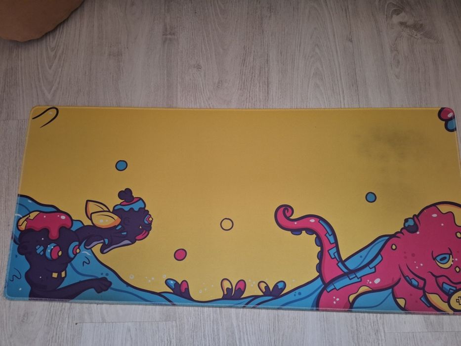 Deskmat Mousepad QwertyKey Octopus Galben 4mm margini cusute