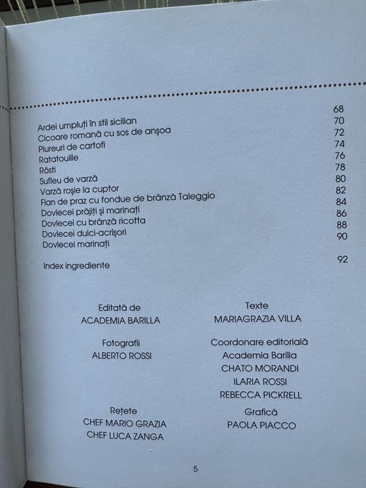 Carte retete garnituri, Barila