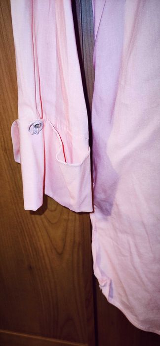 Банкетна лятна дамска риза, бледорозова с бродерия; 4XL–6XL/BG 54–58