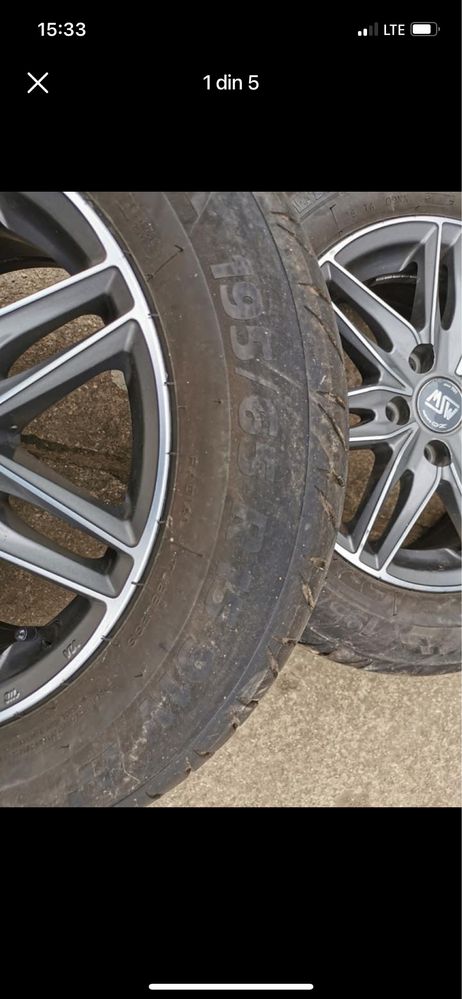 4 buc de vara cu jante 195/65 r15 dim la jante 5x110