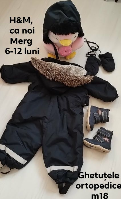Lot băiețel 6-12 luni (combinezon, mănuși, căciula , ghetuțe