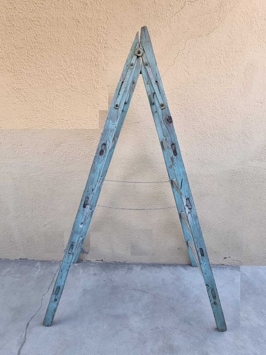Scara lemn model A vintage, decoratiuni, candy bar, ghivece