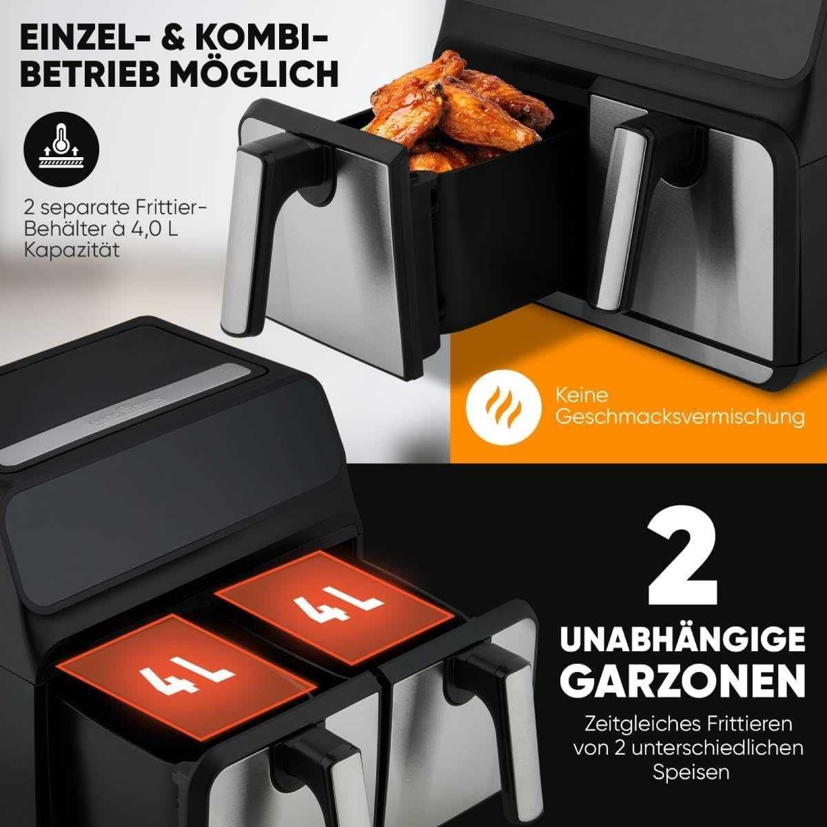 Двузонов фритюрник с горещ въздух ProfiCook 8L 2200W Еър фрайър