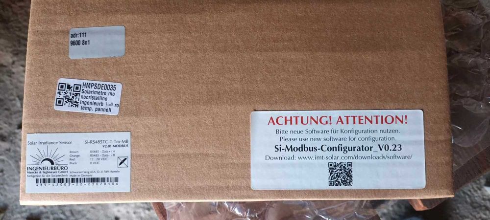 Senzor iradiatie si temperatura panouri fotovoltaice Si-RS485TC-T-TM