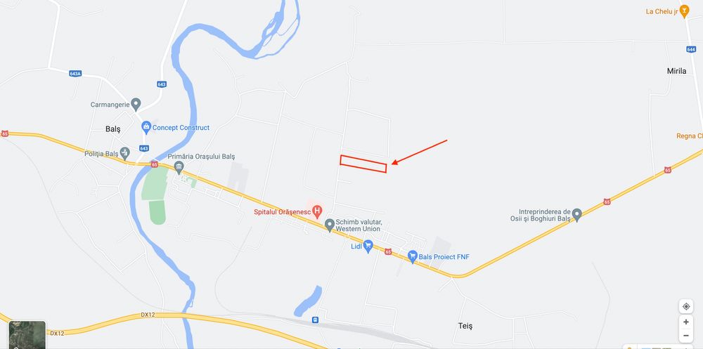 Vand teren (9000 m2) in zona spitalului in orasul Bals