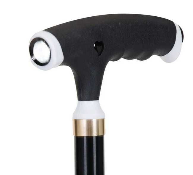 Бастун с фенерче, Сгъваем със светлина, алуминиев, 4 крачета