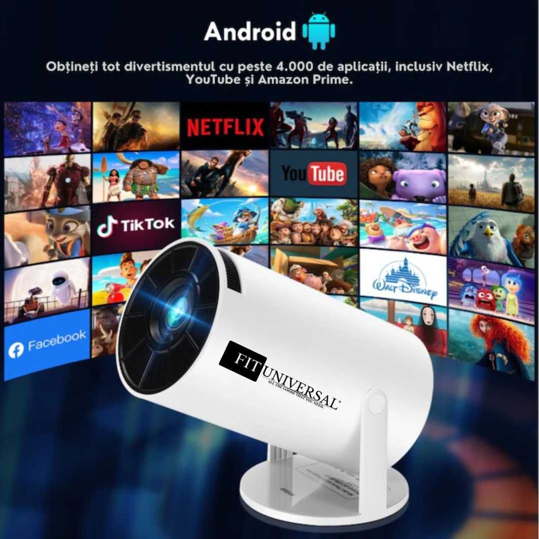 Videoproiector cu 2 manete de joc si 20000 de jocuri NOU, Android 11