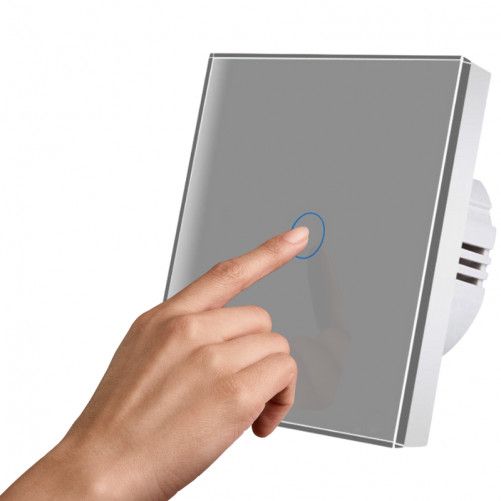 Intrerupator touch iUni 1F, Sticla Securizata, LED, Silver