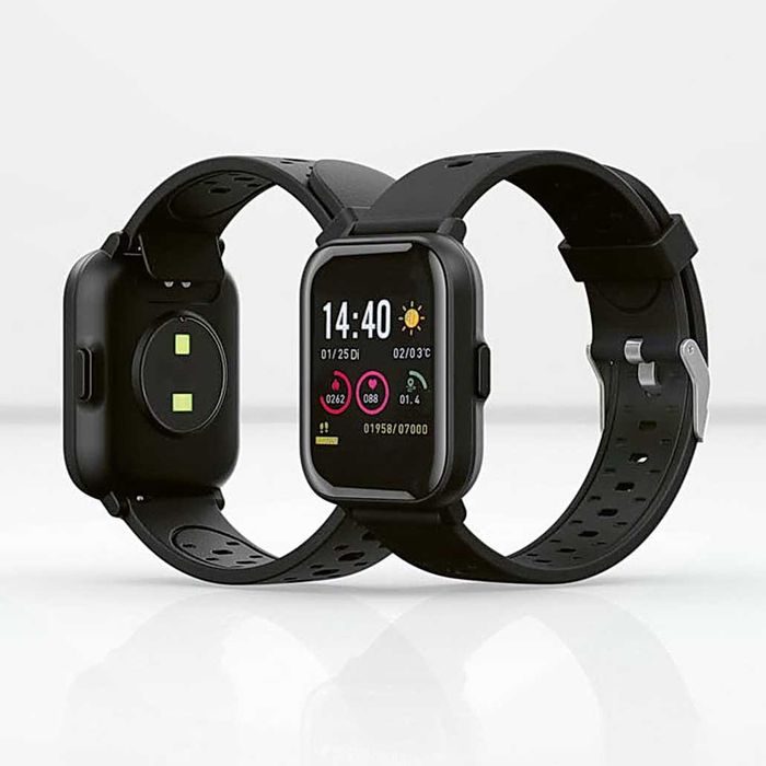 Smartwatch Silvercrest NEGRU, ceas inteligent fitness, NOU, SIGILAT
