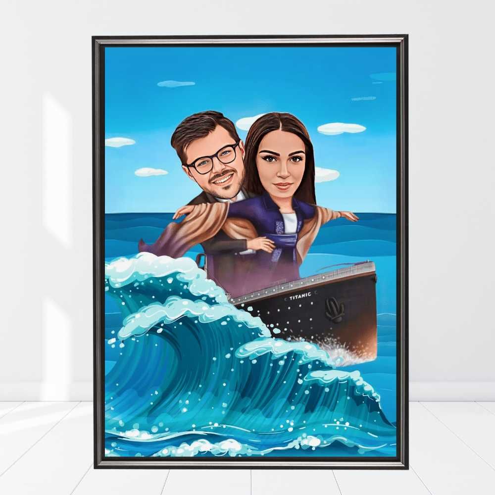 Portrete Caricaturi Tablouri Canvas Personalizate, Cadou Barbati Femei