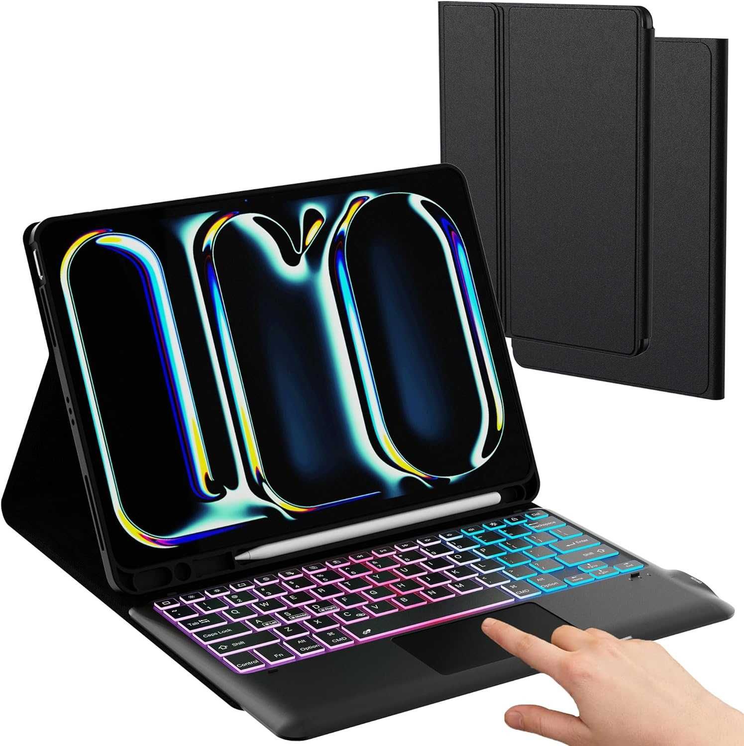 ROOFEI за iPad Pro 13-inch (M4)2024 Калъф с клавиатура,3 зони, 7 цвята