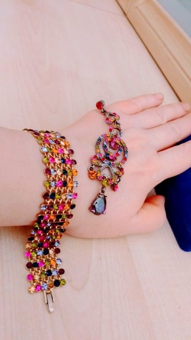 Комплект новый браслет плюс серьги сваровски