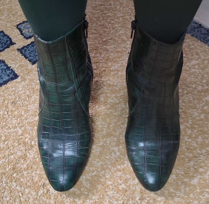 Botine verzi cu toc gros, 40, Graceland