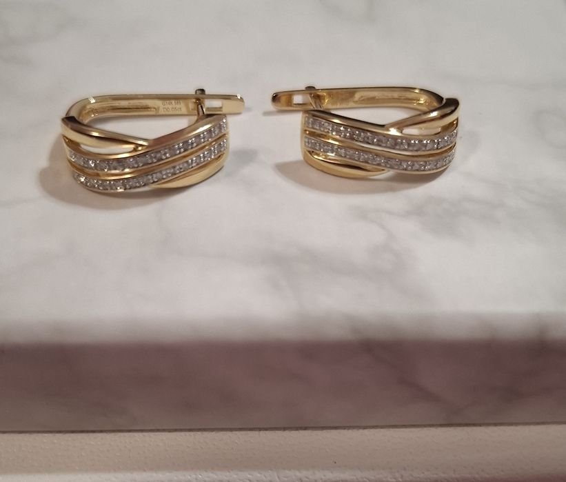 Cercei aur 14k diamante