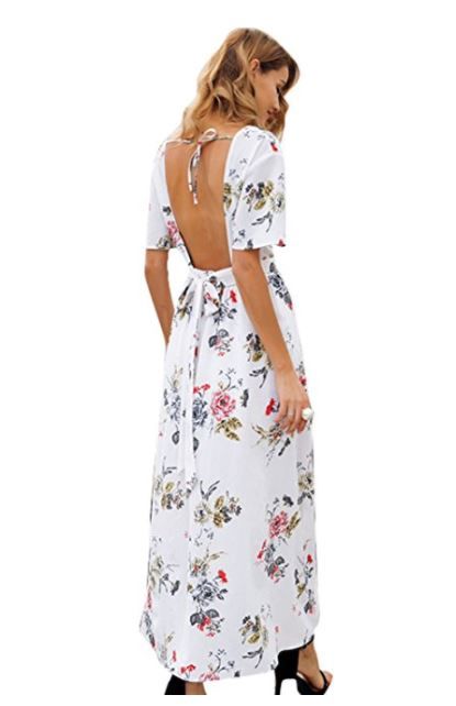 Rochie Simplee Apparel, V-neck, manance scurta, floral, fusta, S