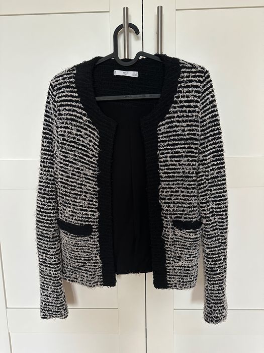 sacou mango alb negru
