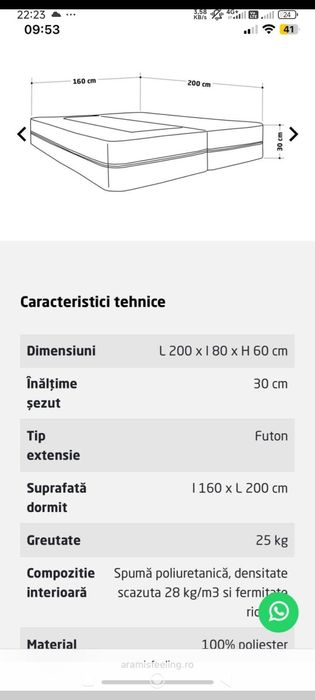 Vând pat extensibil din burete că cel din poza