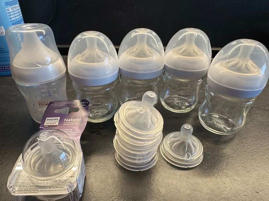Стъклени шишета Philips Avent 120 + подарък