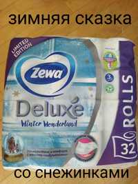 Zewa бумага туалетная со снежинками Deluxe.32 рулона,с подушечками.3 с