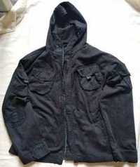 Черная брезентовая мужская куртка с капюшоном (6 карманов), р-р 52