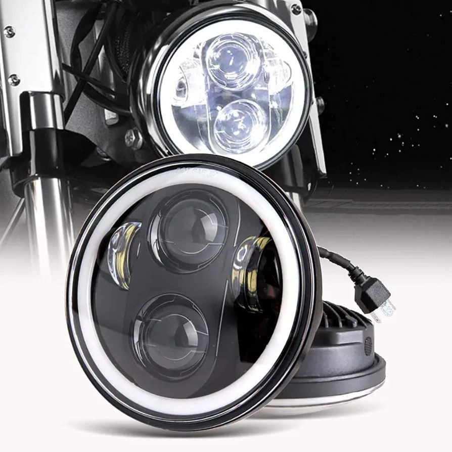 5,75" инча, 14,3 см LED мотоциклетен фар Angel Eye за Harley Davidson