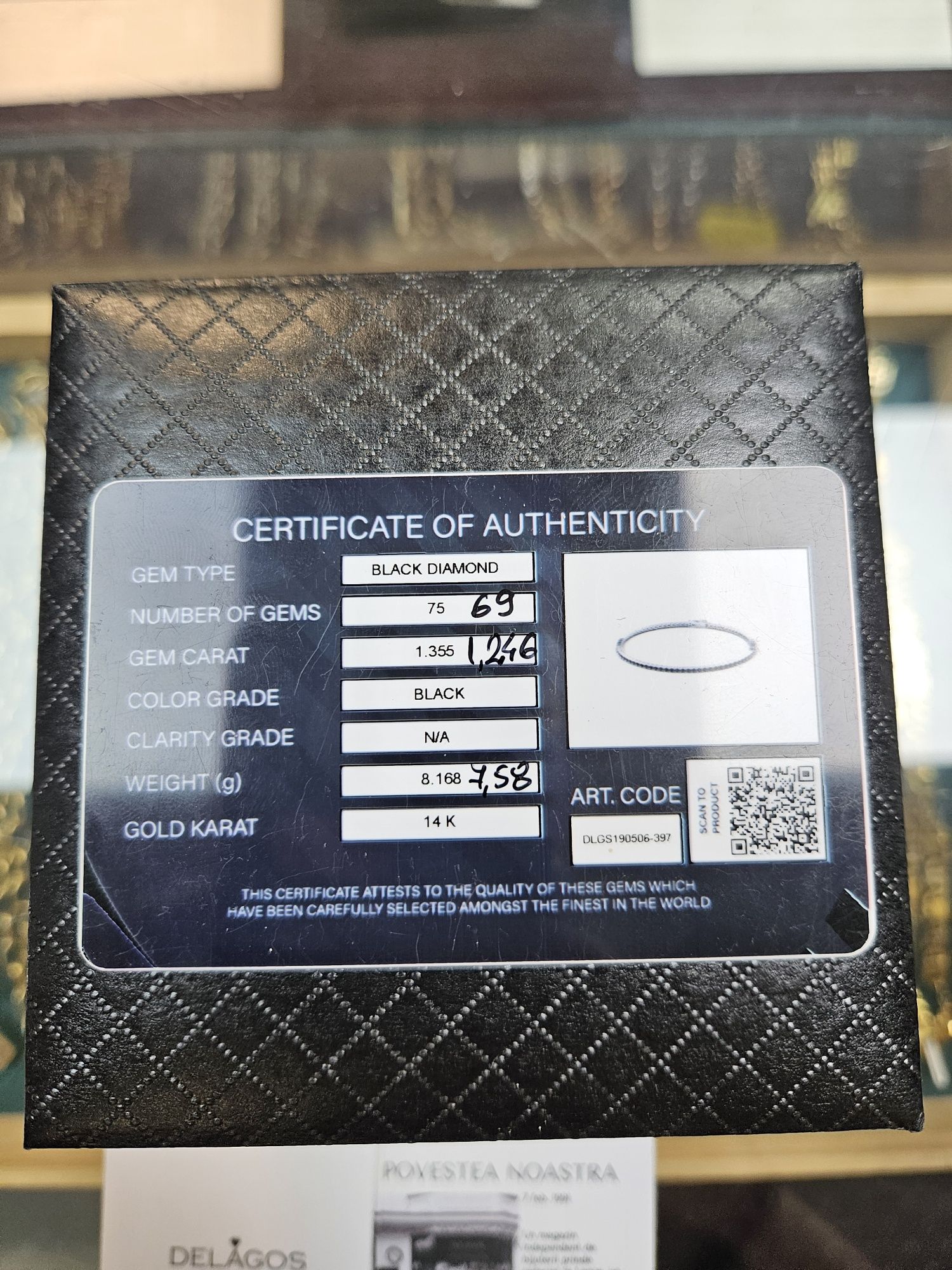 Amanet Vitan 107 Bratara Tenis Aur 14k 585 Diamante Negre