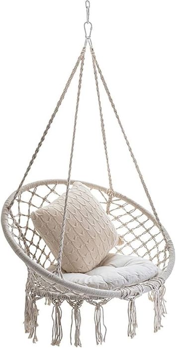 Висяща Въжена Люлка „Макраме“ +възглавница– Стил и Удобство с Товароно
