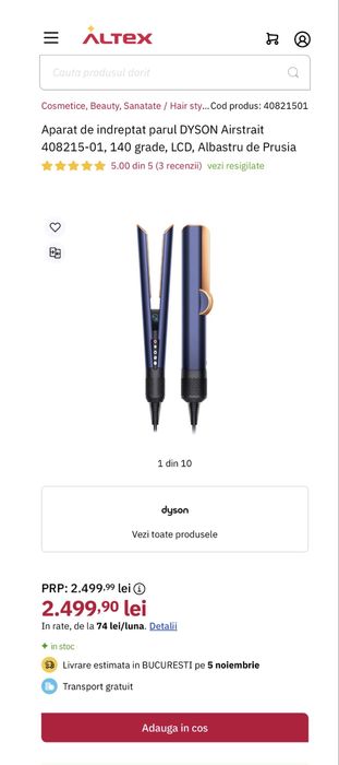 Dyson Airstrait Prussian Blue LCD sigilata