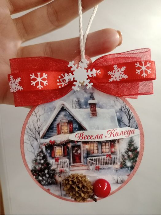 ПРОМО!Коледни топки/играчки със снимка и послание