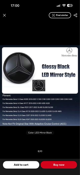 Vand Emblema Mercedes C Class/ E class Mirror Style Distronic /Clasic