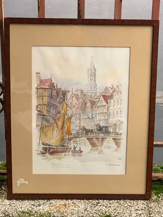 стара картина акварел от 1865г