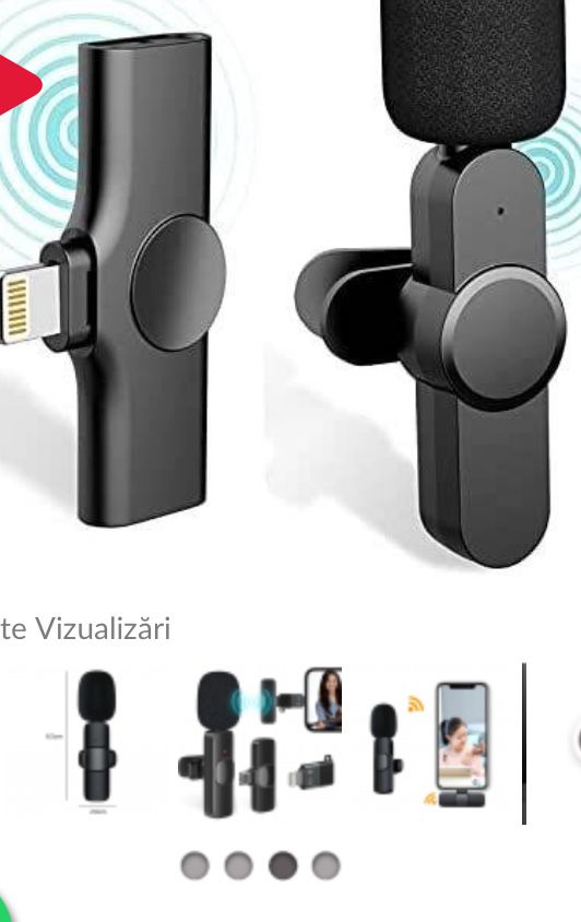 Microfon wireless audio portabil fara fir compatibil cu IOSsi Android
