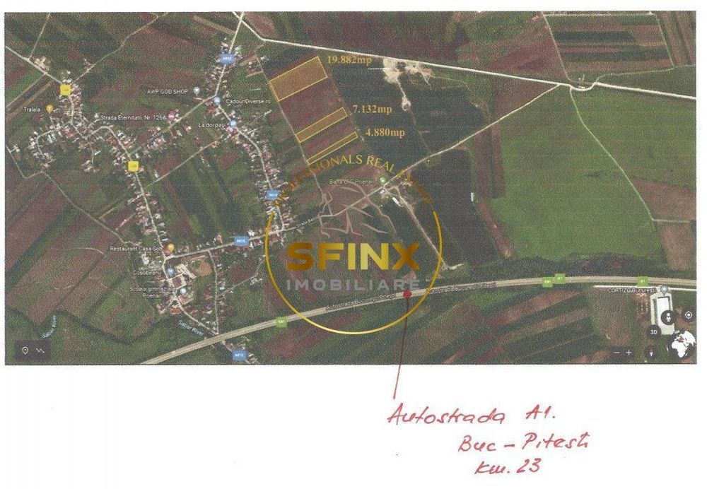 Teren 20000 mp , Autostrada A1 Km 23 Poenari  Ulmi