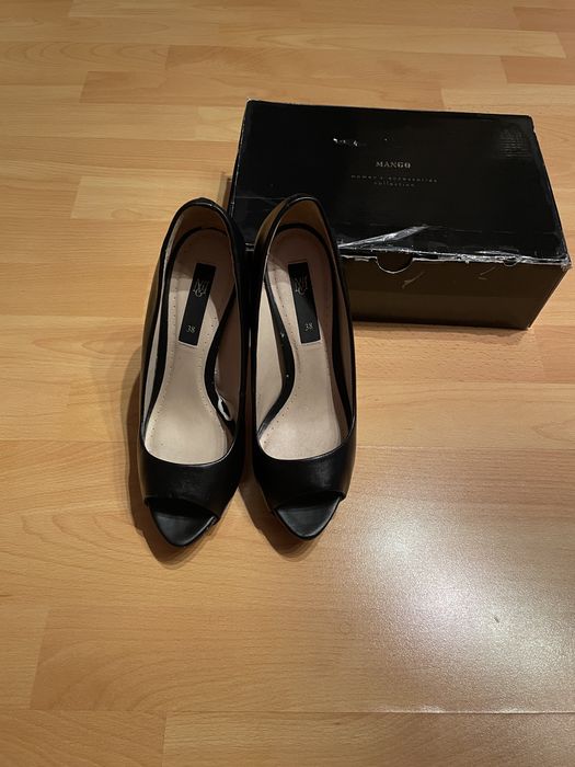 Pantofi cu toc înalt din piele Mango, Mărimea 38
